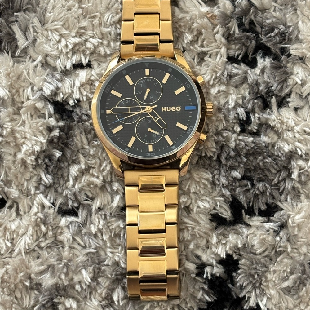 Hugo Gold-Tone Men's Chronograph Watch with Black Dial